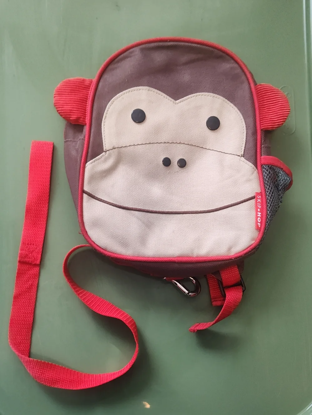Skip Hop Red and Cream Monkey Kids Crossbody Bag